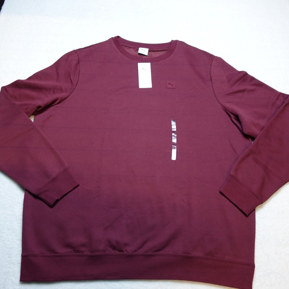 Puma ESS Elevated Logo Crew Sweatshirt Mens 3XLT Ruby Shimmer Burgundy 693386 96